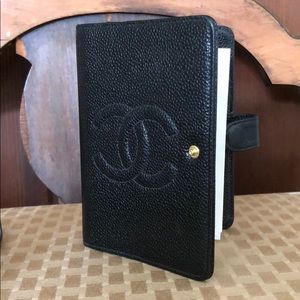 Vintage Chanel Caviar Black Pocket Size Agenda